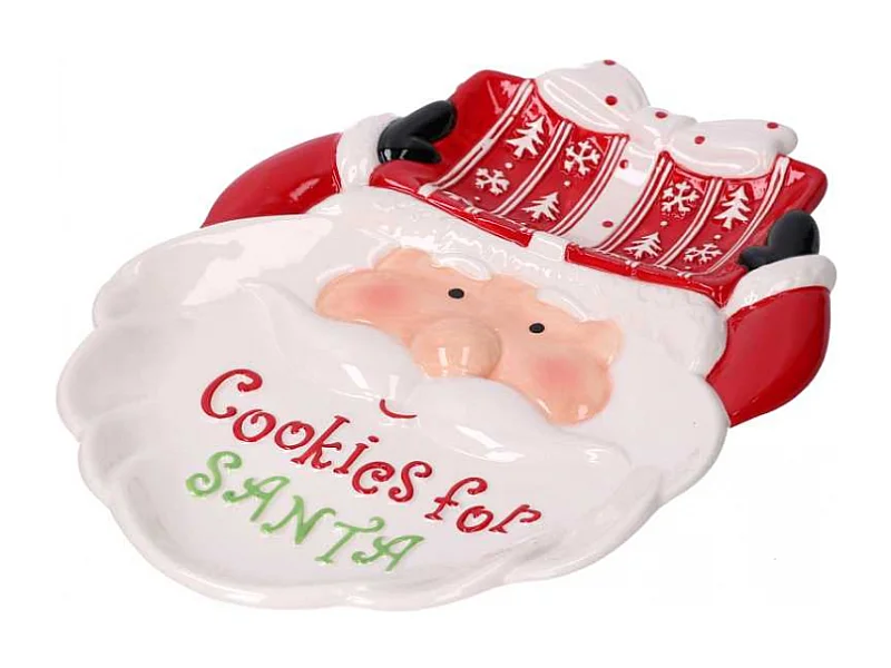 Centrotavola ceramica babbo natale decori bianchi cm 27x20h3,5