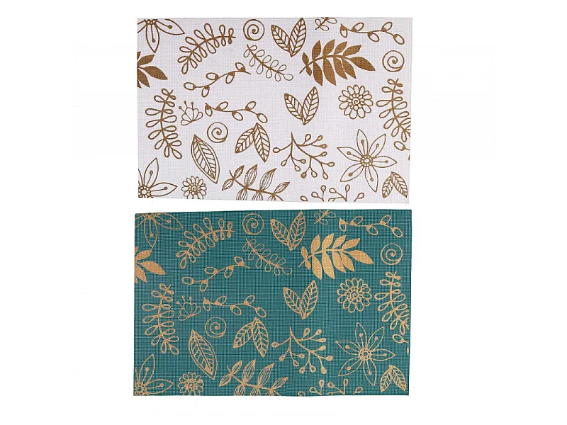 Tovaglietta plastica confezione 4pz assortiti foglie oro cm45x30