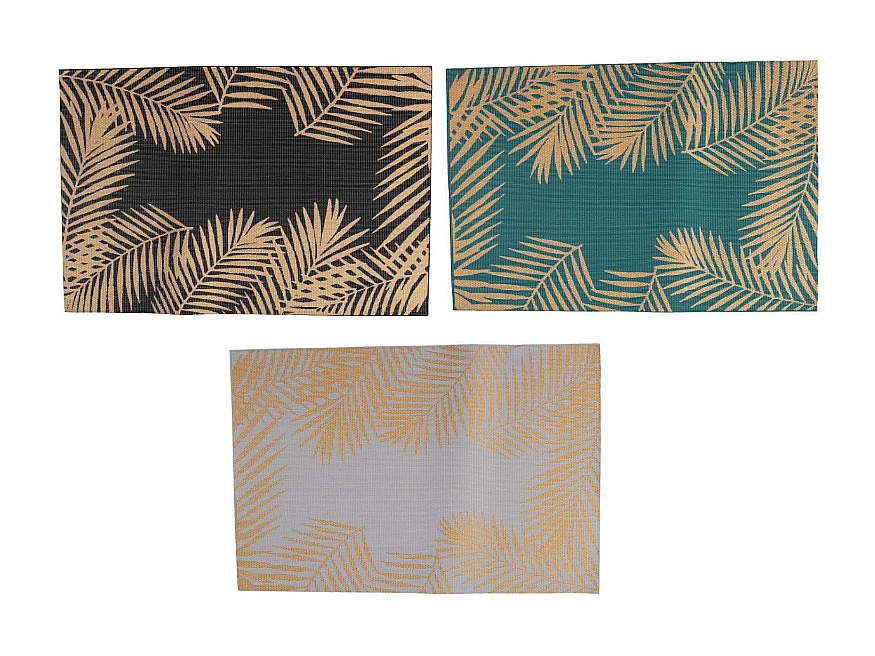 Tovaglietta plastica confezione 4pz assortiti foglie oro cm45x30