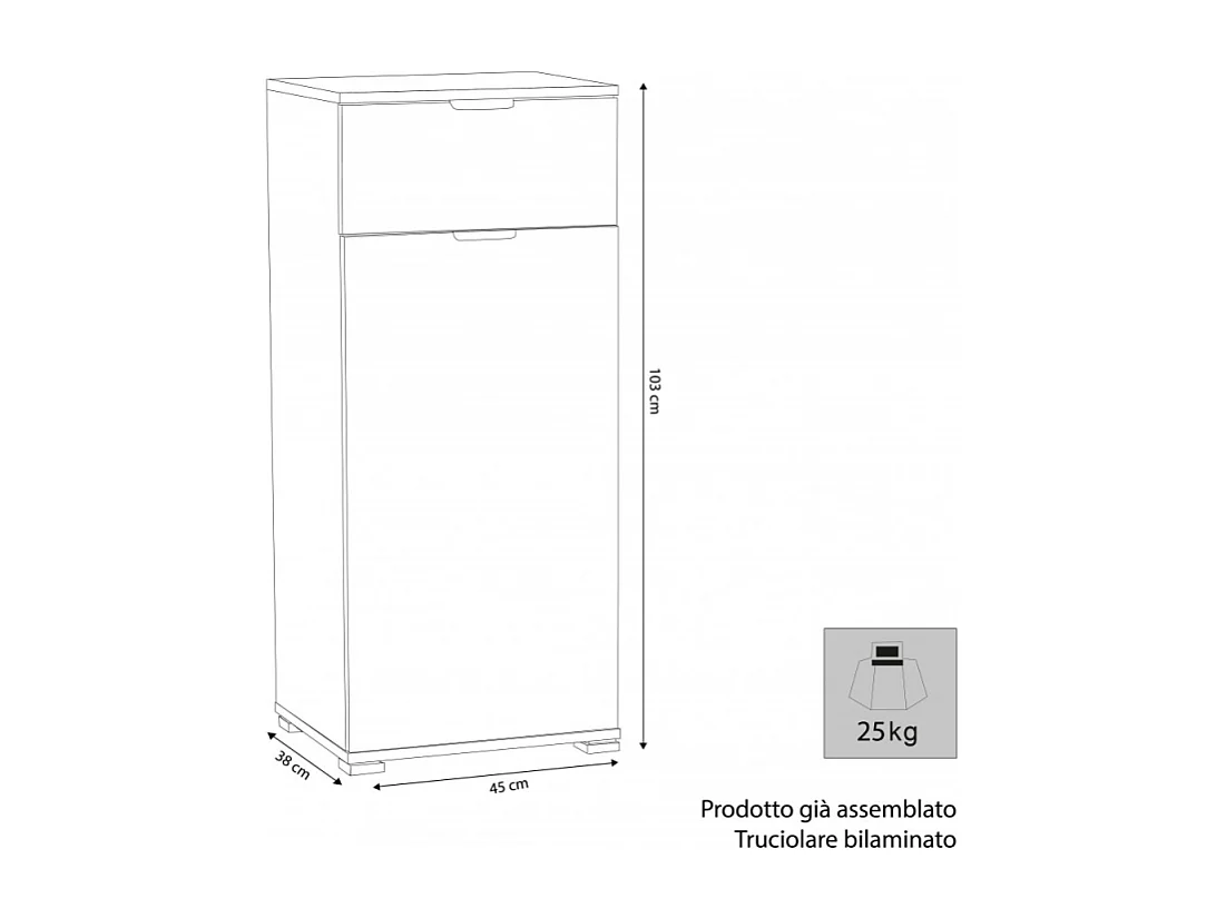 MOBILETTO CON 1 ANTA E 1 CASSETTO NATURALE