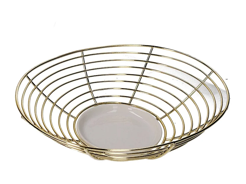 Centrotavola metallo oro ovale cm 25,3x20,5h7,5