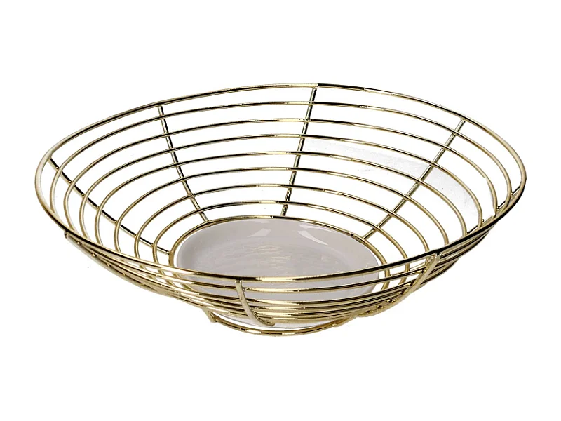 Centrotavola metallo oro ovale cm 25,3x20,5h7,5