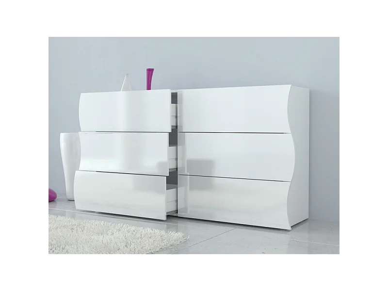 Cassettiera Onda Kommode 6 Cassetti – 155x81,8x40 – Bianco Lucido