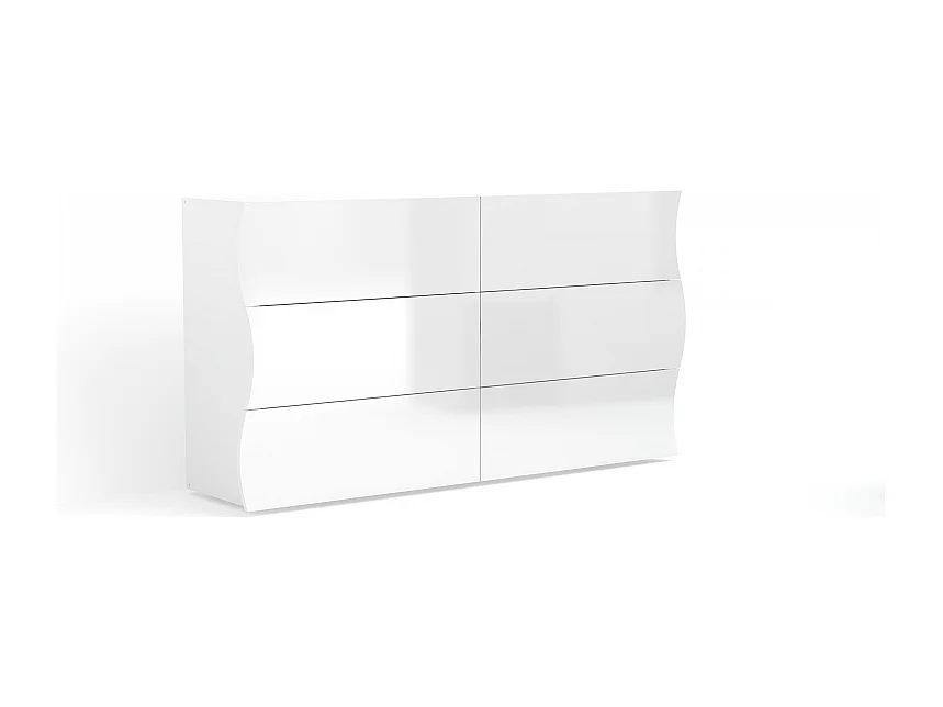 Cassettiera Onda Kommode 6 Cassetti – 155x81,8x40 – Bianco Lucido
