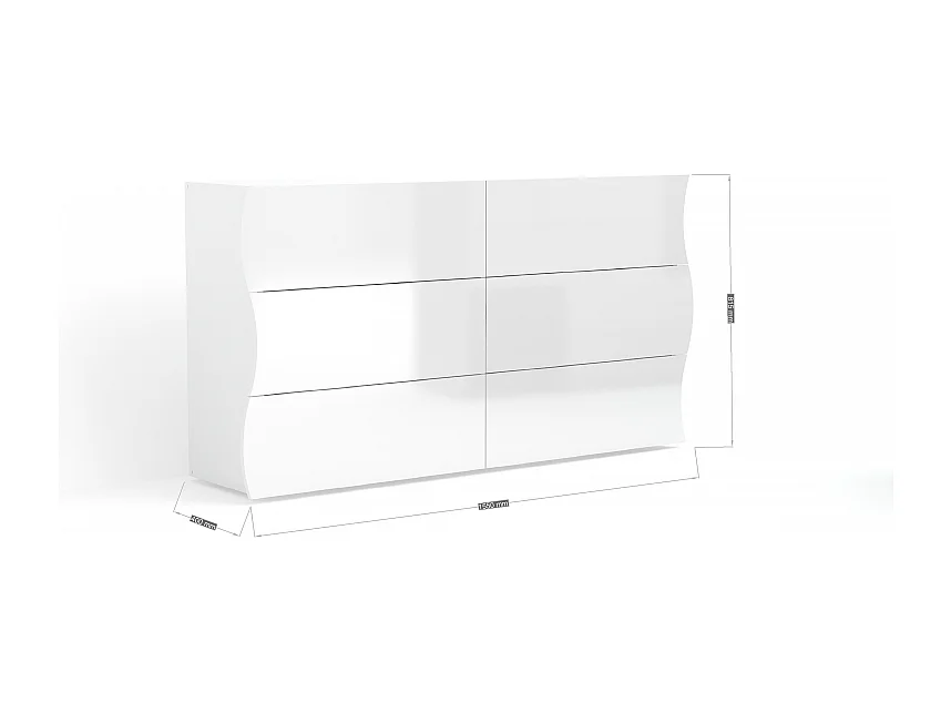 Cassettiera Onda Kommode 6 Cassetti – 155x81,8x40 – Bianco Lucido
