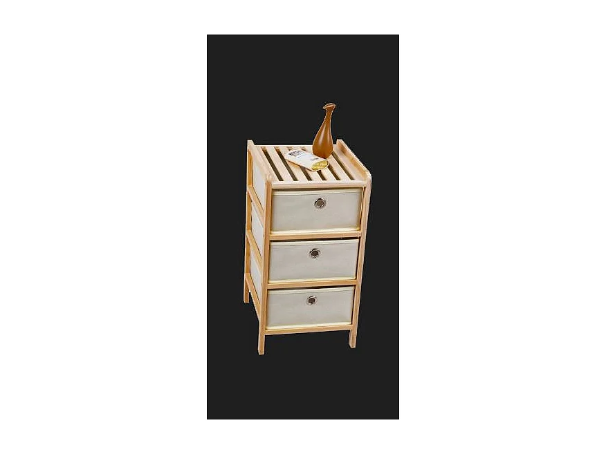 Set di 8 CASSETTIERE LEGNO CORINE NAT/BEIGE 3CASSETTI KUN