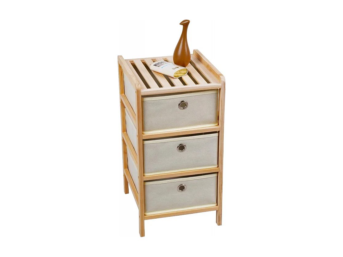 Set di 8 CASSETTIERE LEGNO CORINE NAT/BEIGE 3CASSETTI KUN