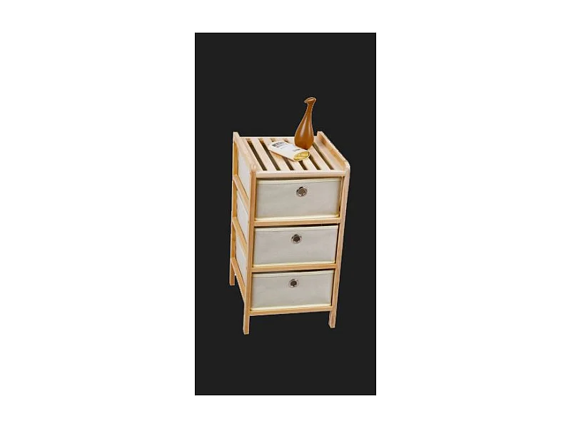 Set di 8 CASSETTIERE LEGNO CORINE NAT/BEIGE 3CASSETTI KUN