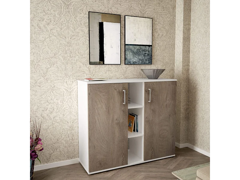 MOBILETTO 2 ANTA E 3 MENSOLE FRANK BIANCO E ROVERE CHIARO