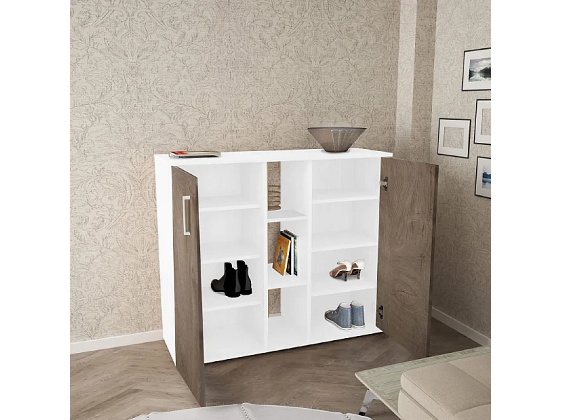 MOBILETTO 2 ANTA E 3 MENSOLE FRANK BIANCO E ROVERE CHIARO