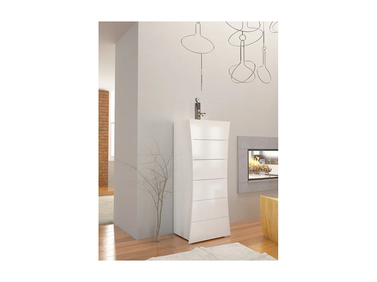 Settimino Arco – 6 cassetti – 50x121x40 – Bianco Lucido
