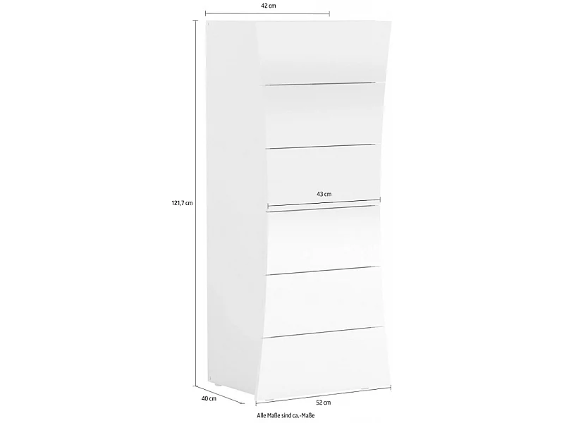 Settimino Arco – 6 cassetti – 50x121x40 – Bianco Lucido