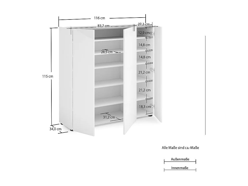 Mobiletto con 3 ante (1 grande) TANGO made in Italy