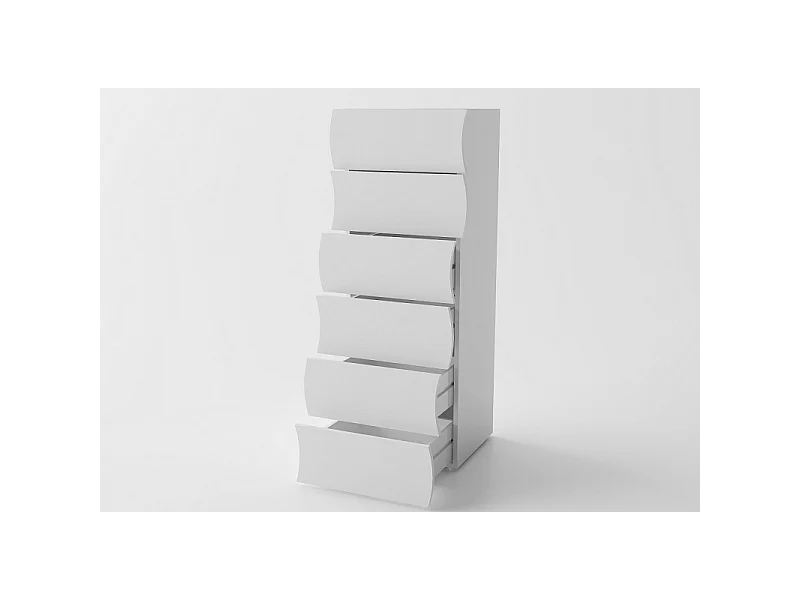Cassettiera Onda Kommode 6 Cassetti – 50x121,7x40 – Bianco Lucido