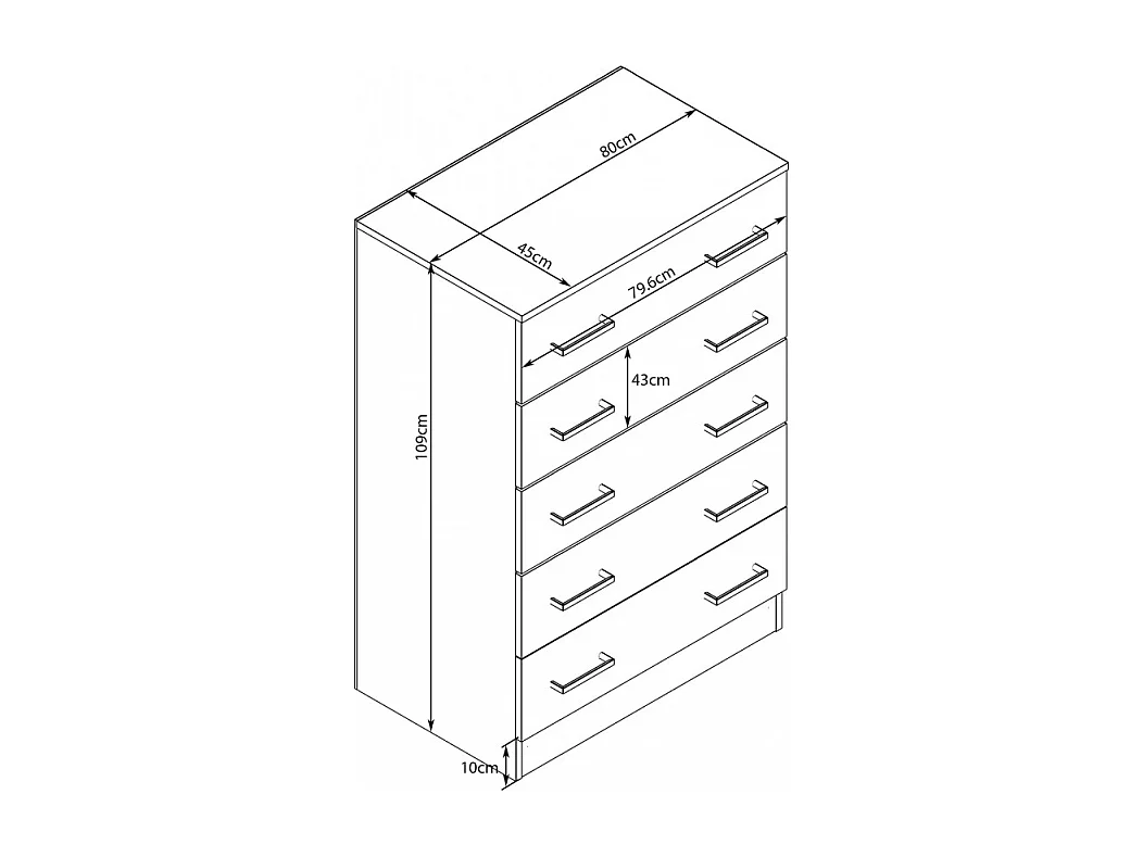 MOBILE 5 CASSETTI BIANCO E BIANCO