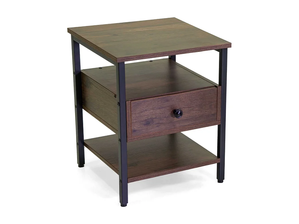 Mobiletto Mudra 1 cassetto legno noce enero smontato cm 40x40h50