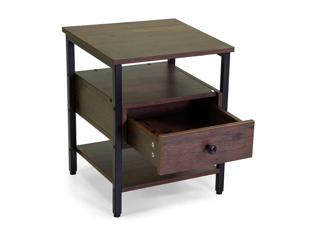 Mobiletto Mudra 1 cassetto legno noce enero smontato cm 40x40h50