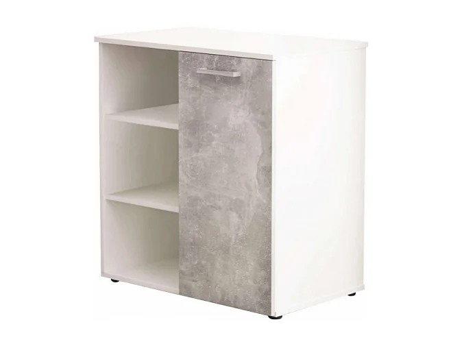 MOBILETTO 1 ANTA E 3 MENSOLE MARK BIANCO E CEMENTO CHIARO