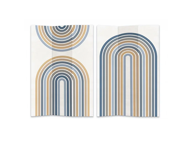 Paravento stampa 3 ante azzurro e arancione cm 120,6x2,5h180