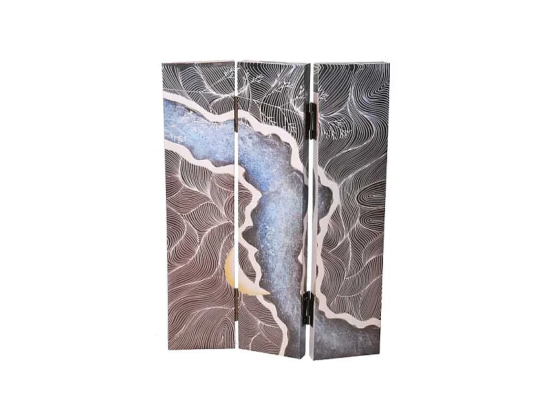 Paravento stampa effetto colline multicolor 3 ante rettangolare cm 120,6x2,5h180