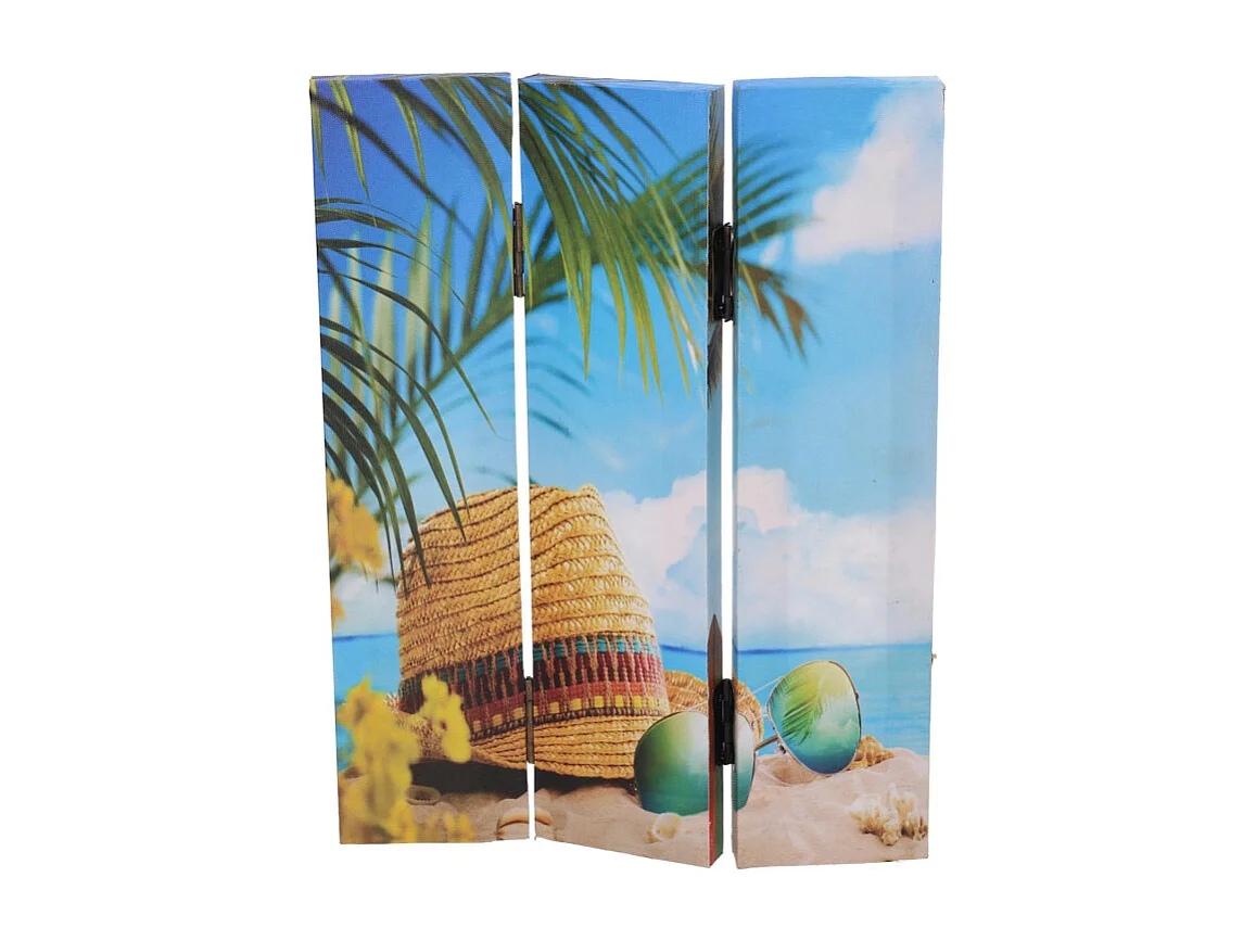 Paravento stampa 3 ante mare palme cm 120,6x2,5h180
