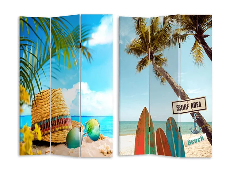 Paravento stampa 3 ante mare palme cm 120,6x2,5h180