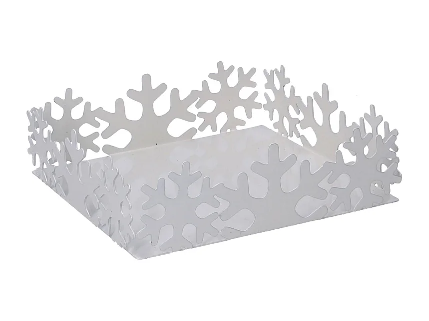 Portatovaglioli metallo fiocco neve bianco quadrato cm 16,5x16,5h5