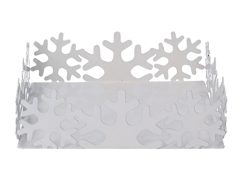 Portatovaglioli metallo fiocco neve bianco quadrato cm 16,5x16,5h5