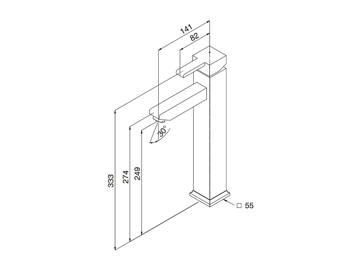 Miscelatore bagno Quadra lavabo alto cromato