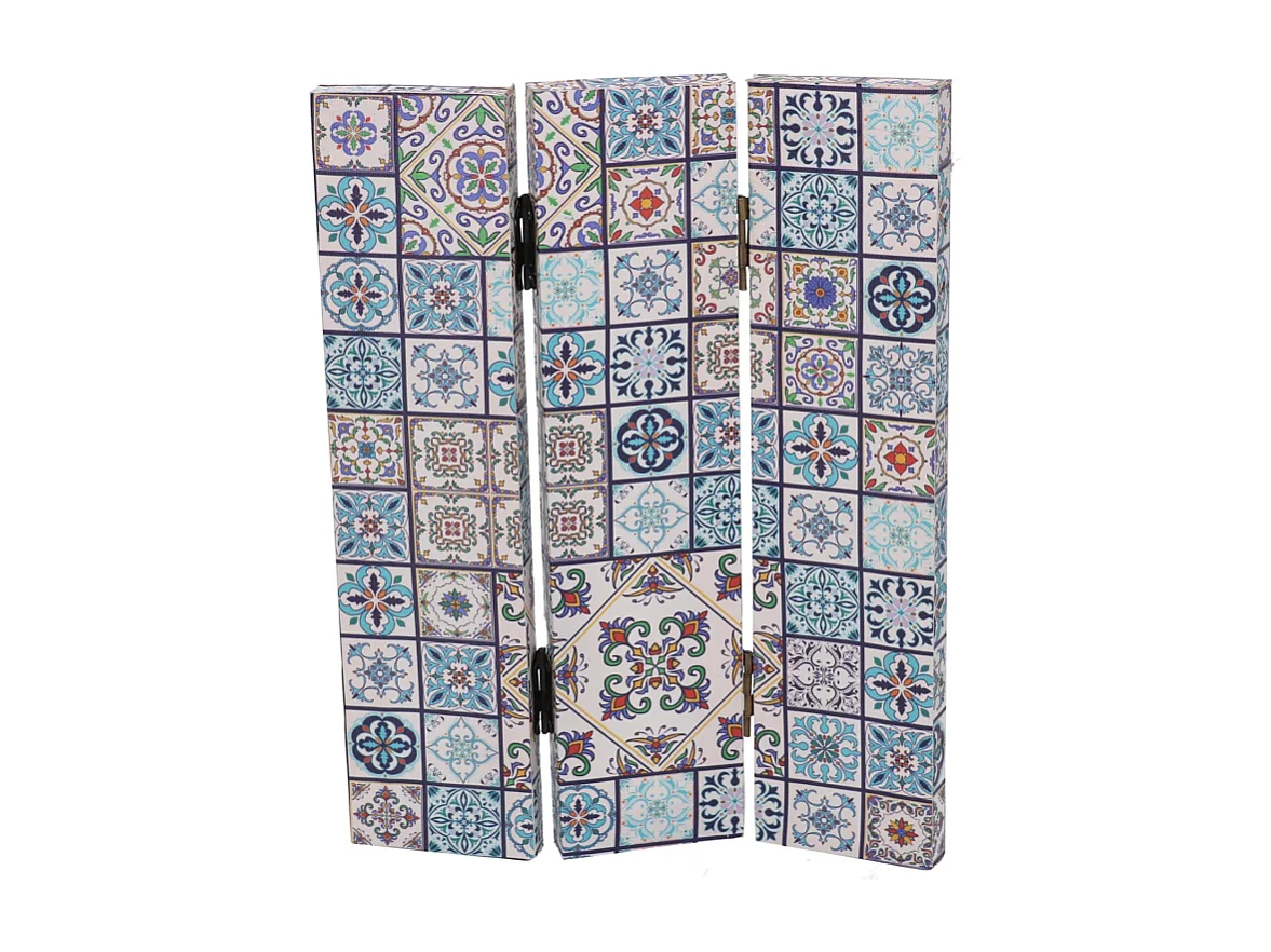Paravento stampa 3 ante maioliche cm 120,6x2,5h180