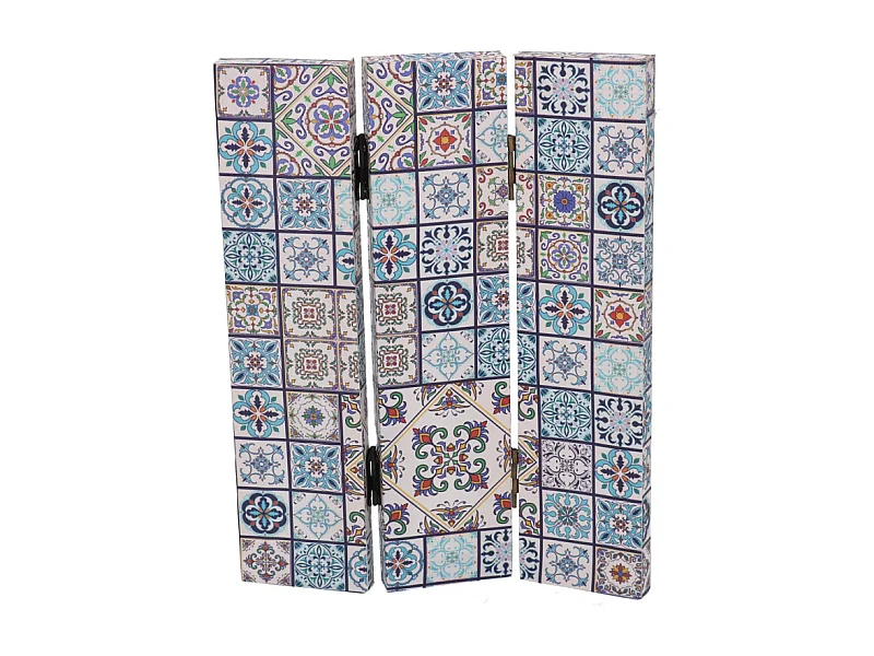 Paravento stampa 3 ante maioliche cm 120,6x2,5h180