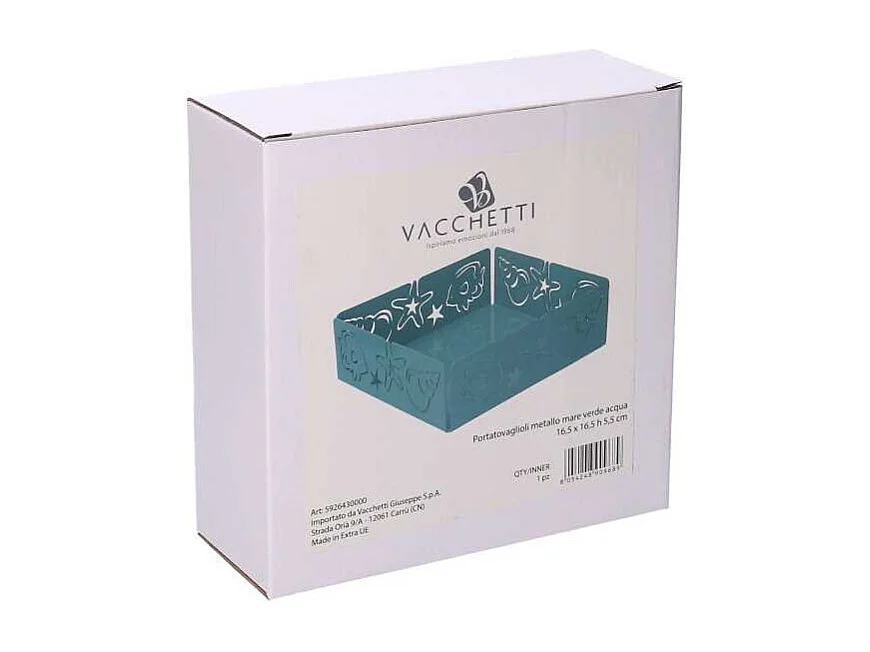 Portatovaglioli metallo mare verde acqua quadrato cm 16,5x16,5x5,5