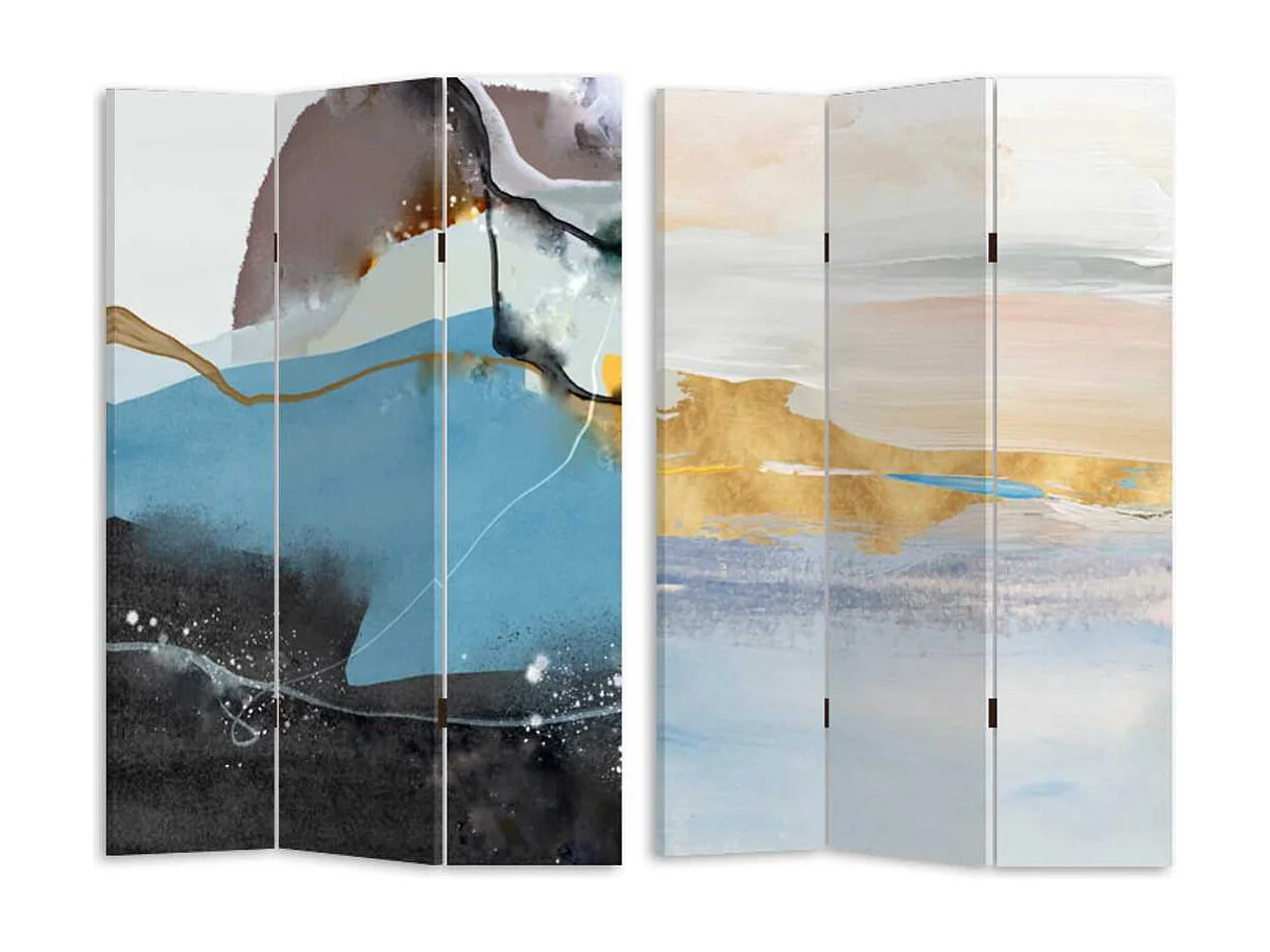 Paravento stampa astratto azzurro 3 ante rettangolare cm 120,6x2,5h180