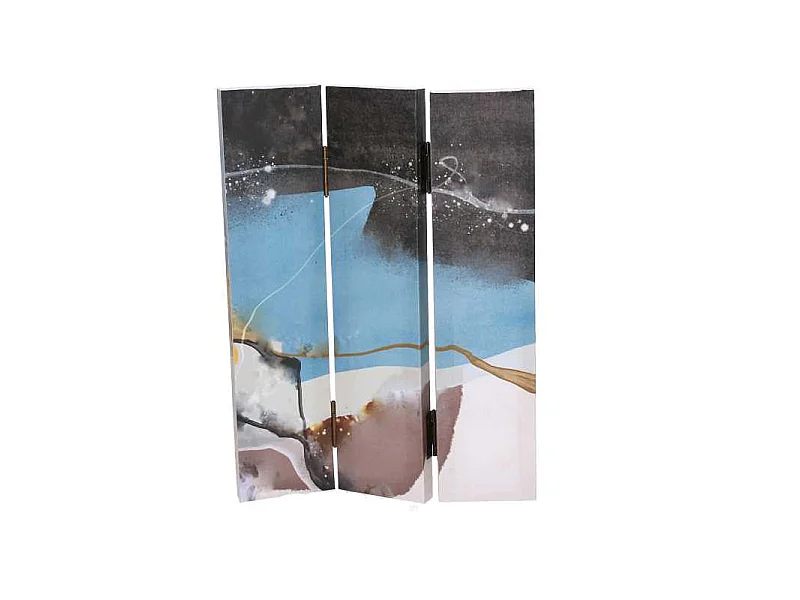 Paravento stampa astratto azzurro 3 ante rettangolare cm 120,6x2,5h180