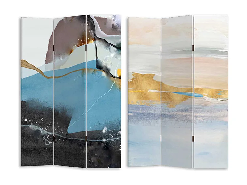 Paravento stampa astratto azzurro 3 ante rettangolare cm 120,6x2,5h180