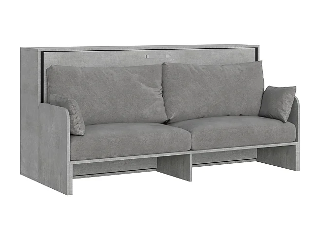 Letto a scomparsa singolo orizzontale Kando Sofà Frassino - Cemento