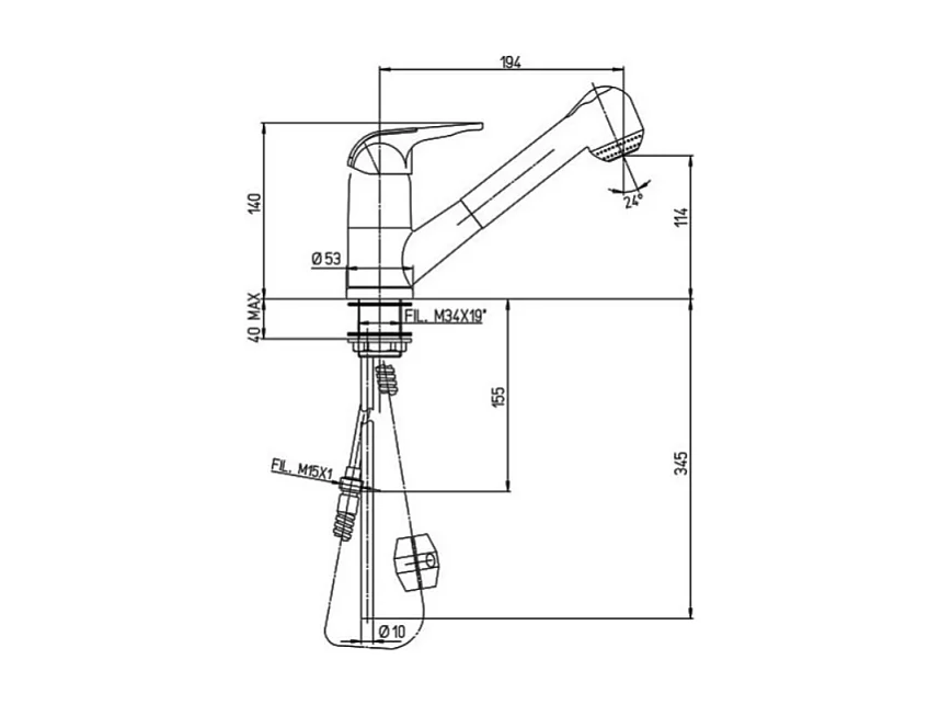 Miscelatore da cucina Mixo Paini 45DE568TCZ terra di francia doccetta estraibile
