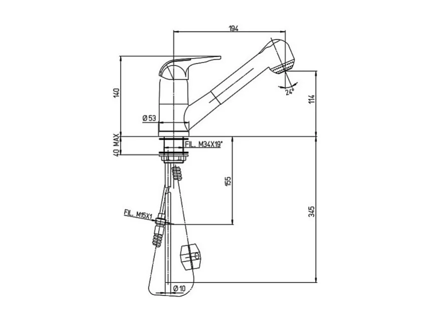 Miscelatore da cucina Mixo Paini 45DE568TCZ terra di francia doccetta estraibile