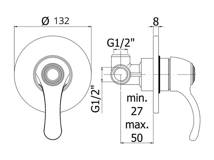Miscelatore cromato doccia incasso Bologna cromo