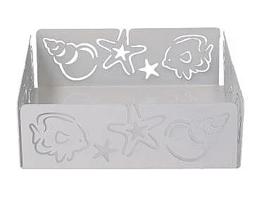 Portatovaglioli metallo mare bianco quadrato cm 16,5x16,5x5,5
