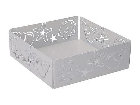 Portatovaglioli metallo mare bianco quadrato cm 16,5x16,5x5,5