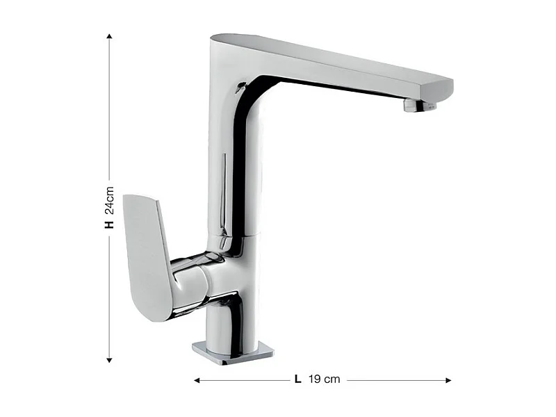 Miscelatore da cucina cromato Azur canna girevole