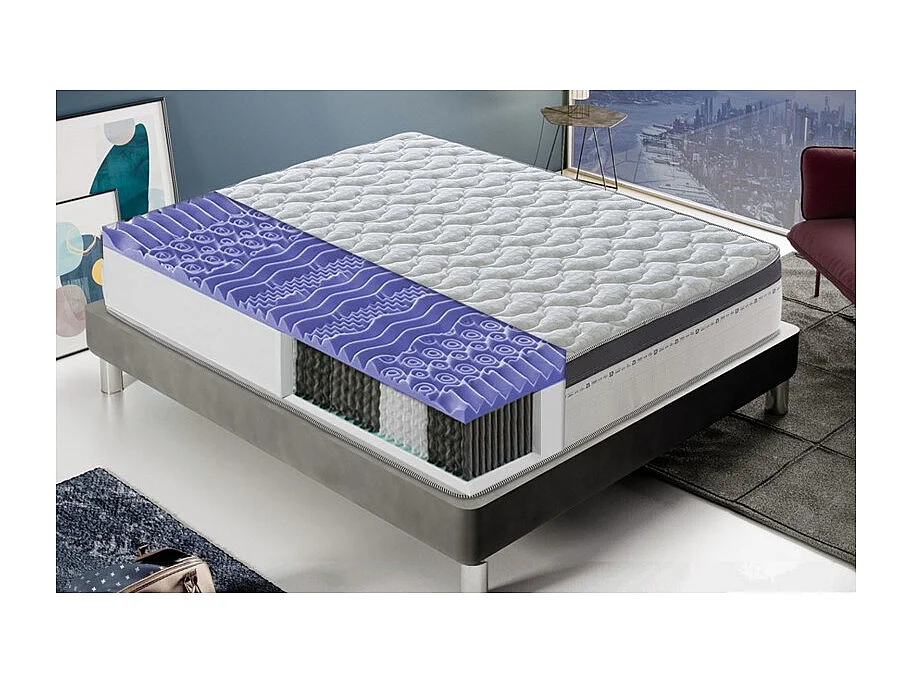 Materasso “Sorrento” a molle insacchettate e memory foam 7cm a 13 Zone Differenziate - 160x190
