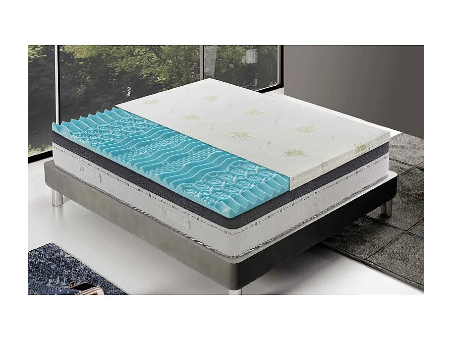 Topper correttore fresh memory pantografato alto 5cm 9 zone - rivestimento all’aloe vera - 160x190