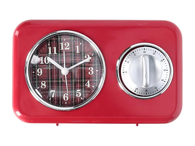 Orologio plastica con timer rosso cm 17x5x10,5