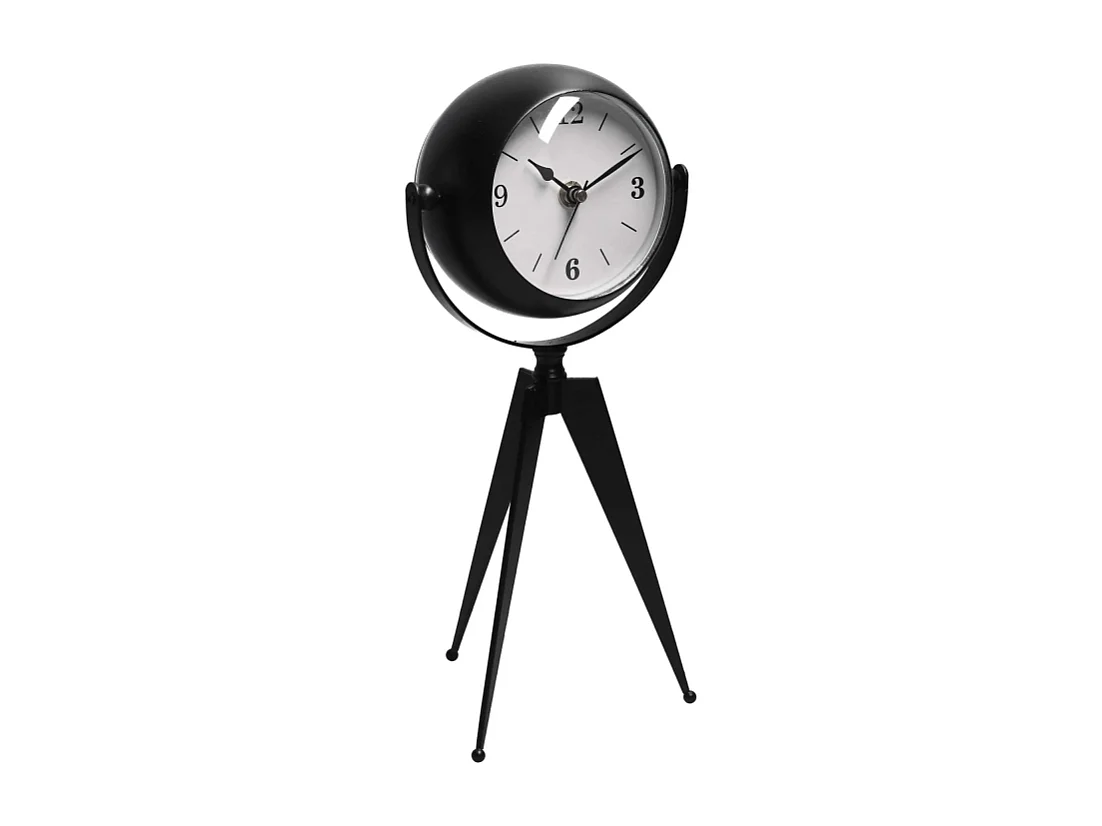 Orologio da tavolo metallo nero quadrante bianco cm 14x11h30