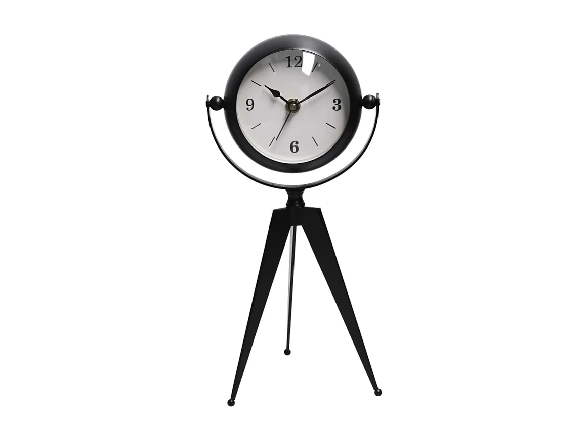 Orologio da tavolo metallo nero quadrante bianco cm 14x11h30