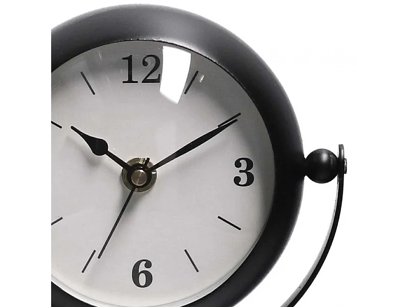 Orologio da tavolo metallo nero quadrante bianco cm 14x11h30