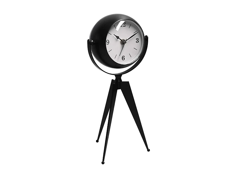 Orologio da tavolo metallo nero quadrante bianco cm 14x11h30