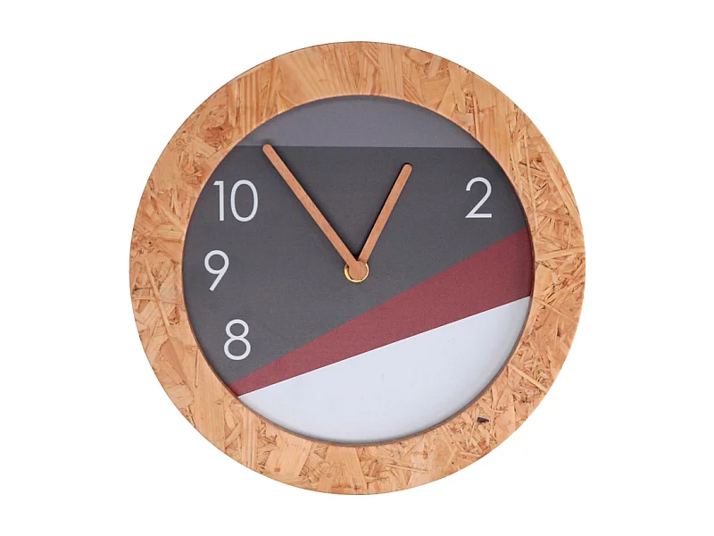 Orologio legno con bordo grigio tondo cm ø26h3